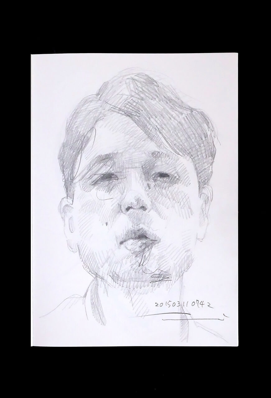 Contemporary artist SHINTAKU Tomoni's 2015/3/11 Self-portrait or pencil drawing