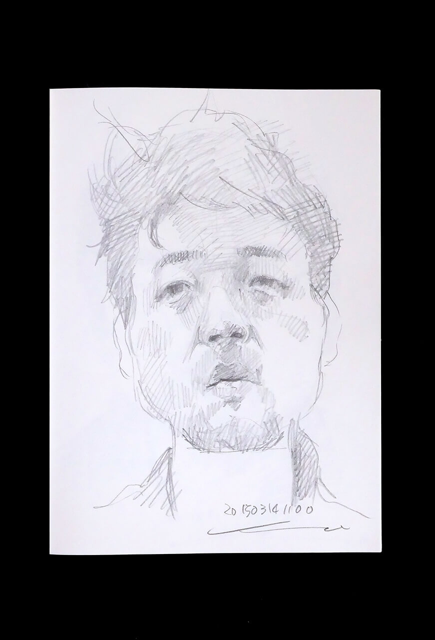 Contemporary artist SHINTAKU Tomoni's 2015/3/14 Self-portrait or pencil drawing