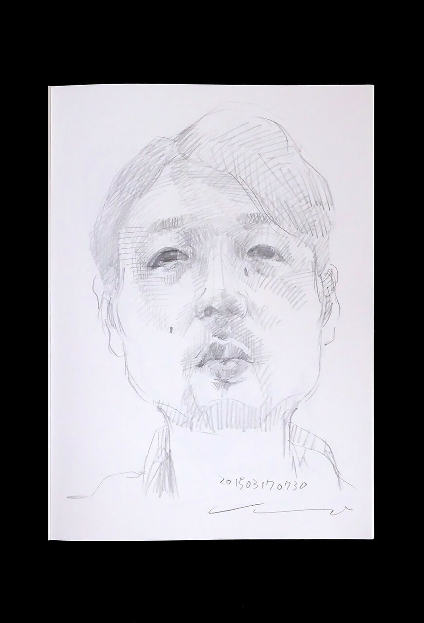 Contemporary artist SHINTAKU Tomoni's 2015/3/17 Self-portrait or pencil drawing