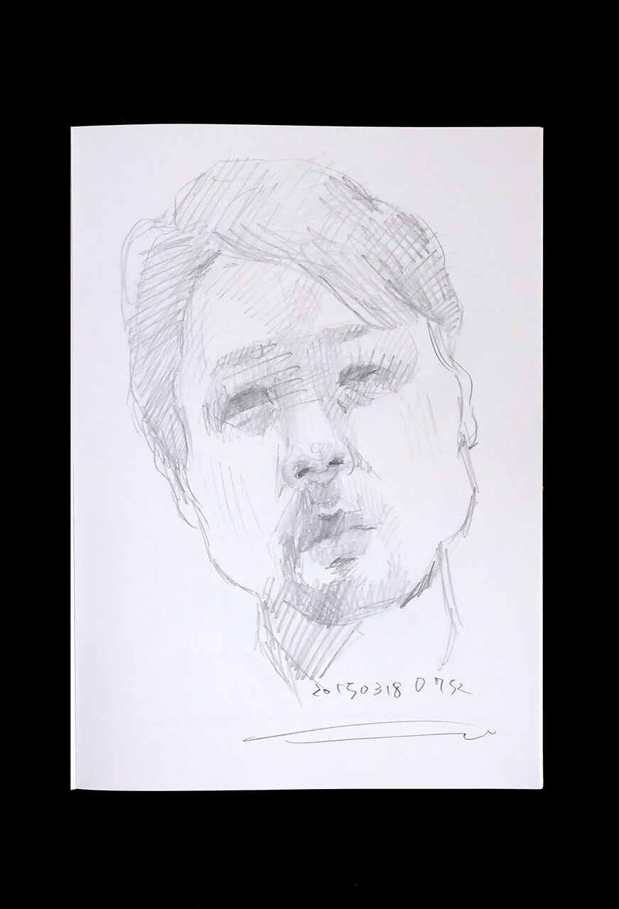 Contemporary artist SHINTAKU Tomoni's 2015/3/18 Self-portrait or pencil drawing