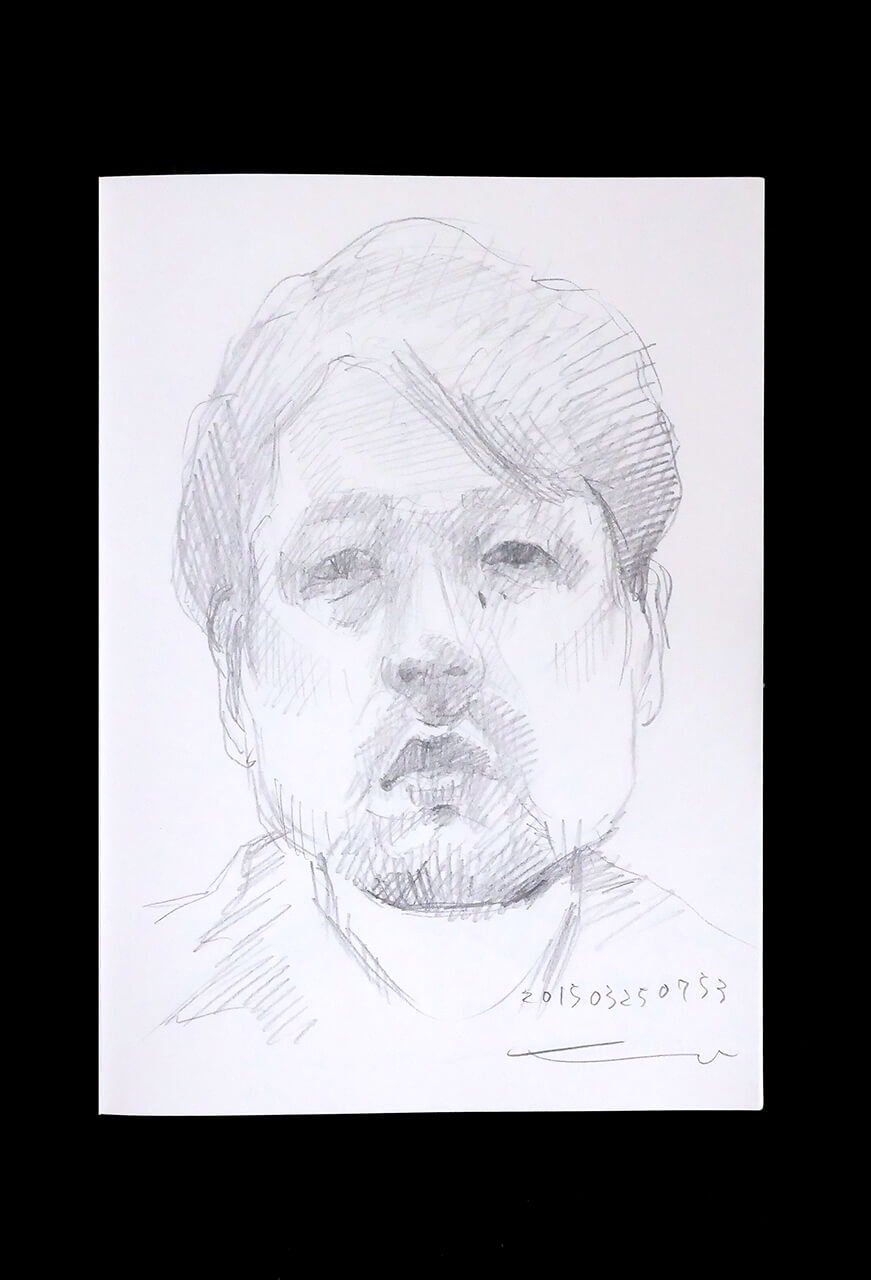 Contemporary artist SHINTAKU Tomoni's 2015/3/25 Self-portrait or pencil drawing
