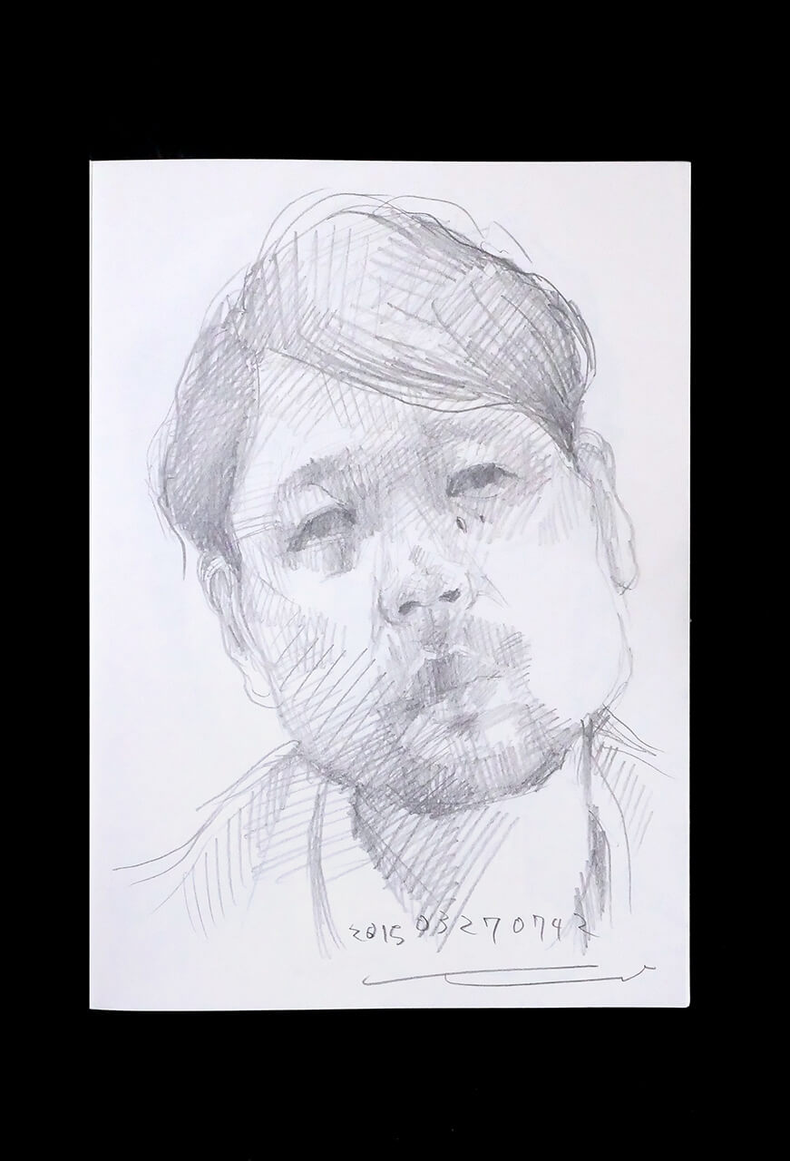 Contemporary artist SHINTAKU Tomoni's 2015/3/27 Self-portrait or pencil drawing