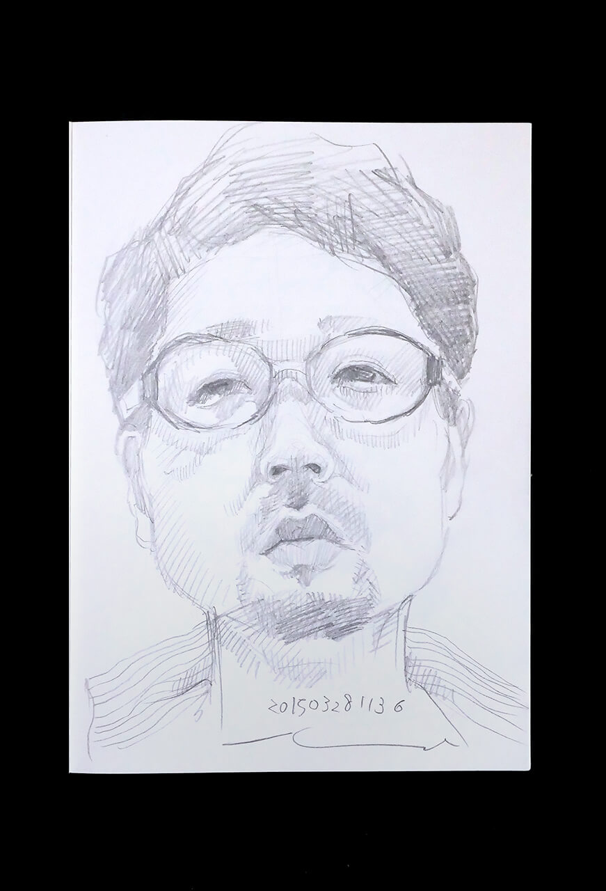 Contemporary artist SHINTAKU Tomoni's 2015/3/28 Self-portrait or pencil drawing