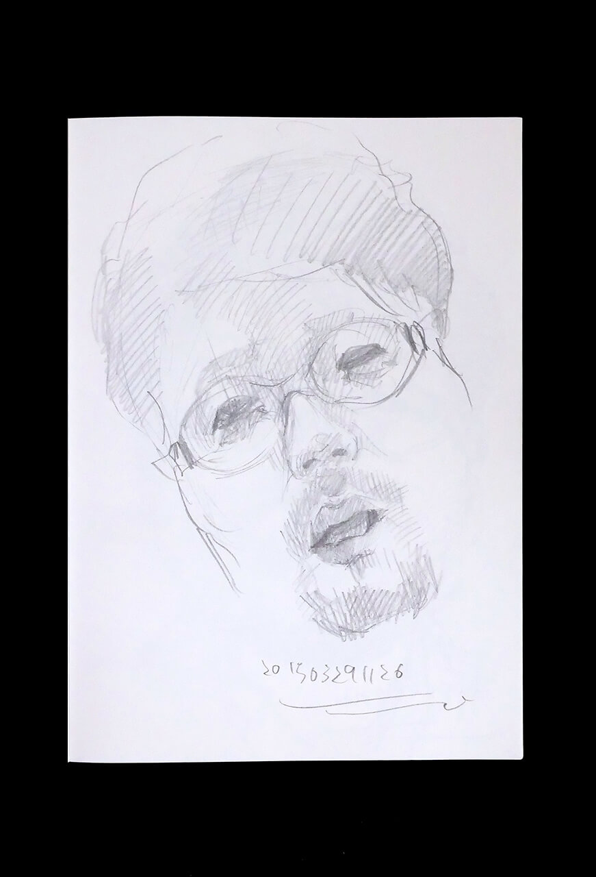 Contemporary artist SHINTAKU Tomoni's 2015/3/29 Self-portrait or pencil drawing