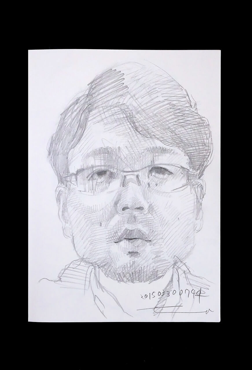 Contemporary artist SHINTAKU Tomoni's 2015/3/30 Self-portrait or pencil drawing