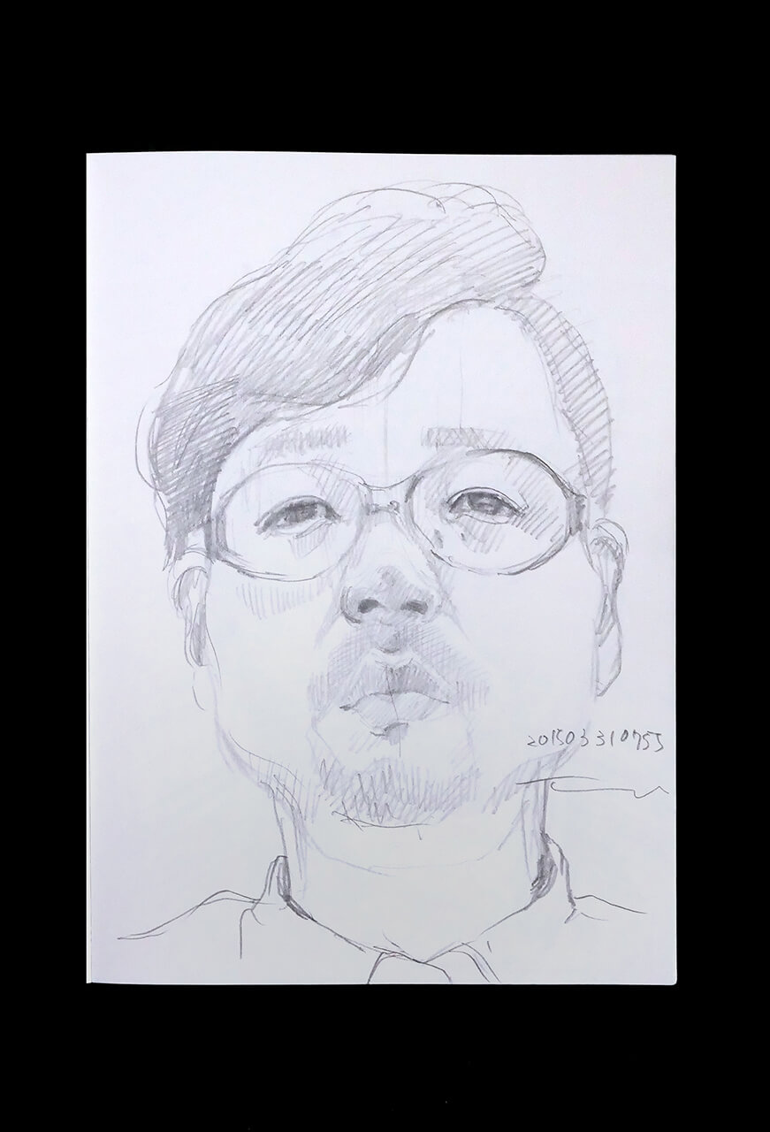 Contemporary artist SHINTAKU Tomoni's 2015/3/31 Self-portrait or pencil drawing