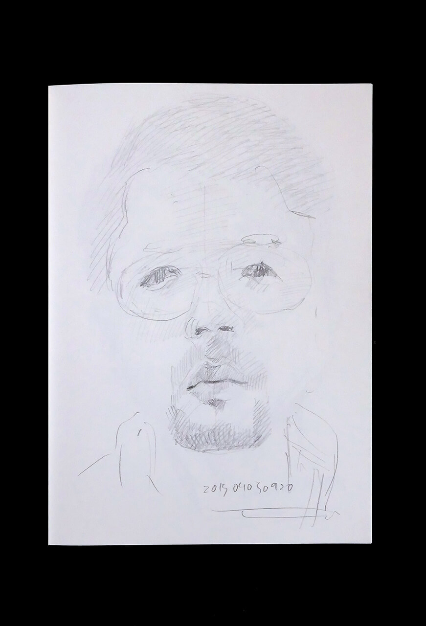 Contemporary artist SHINTAKU Tomoni's 2015/4/5 Self-portrait or pencil drawing
