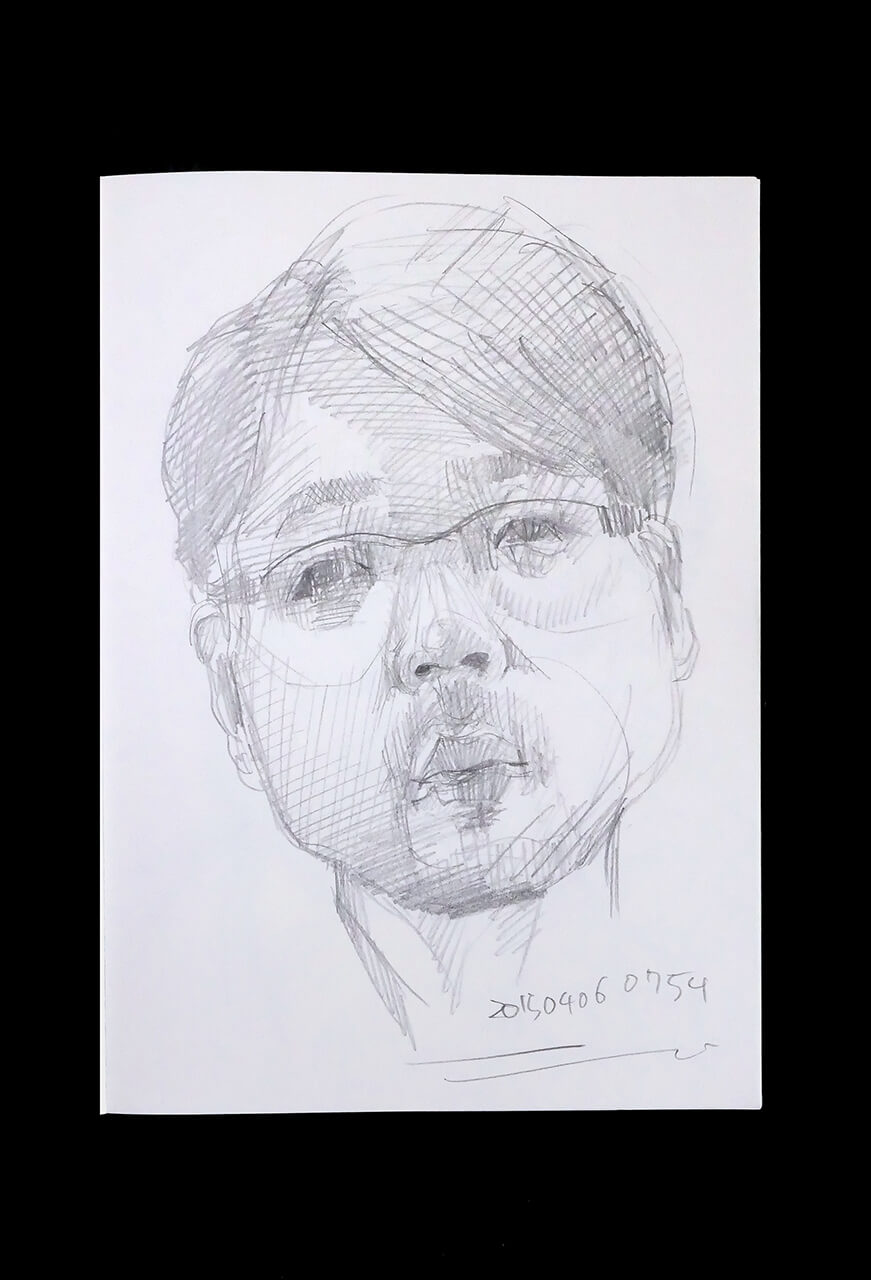Contemporary artist SHINTAKU Tomoni's 2015/4/6 Self-portrait or pencil drawing
