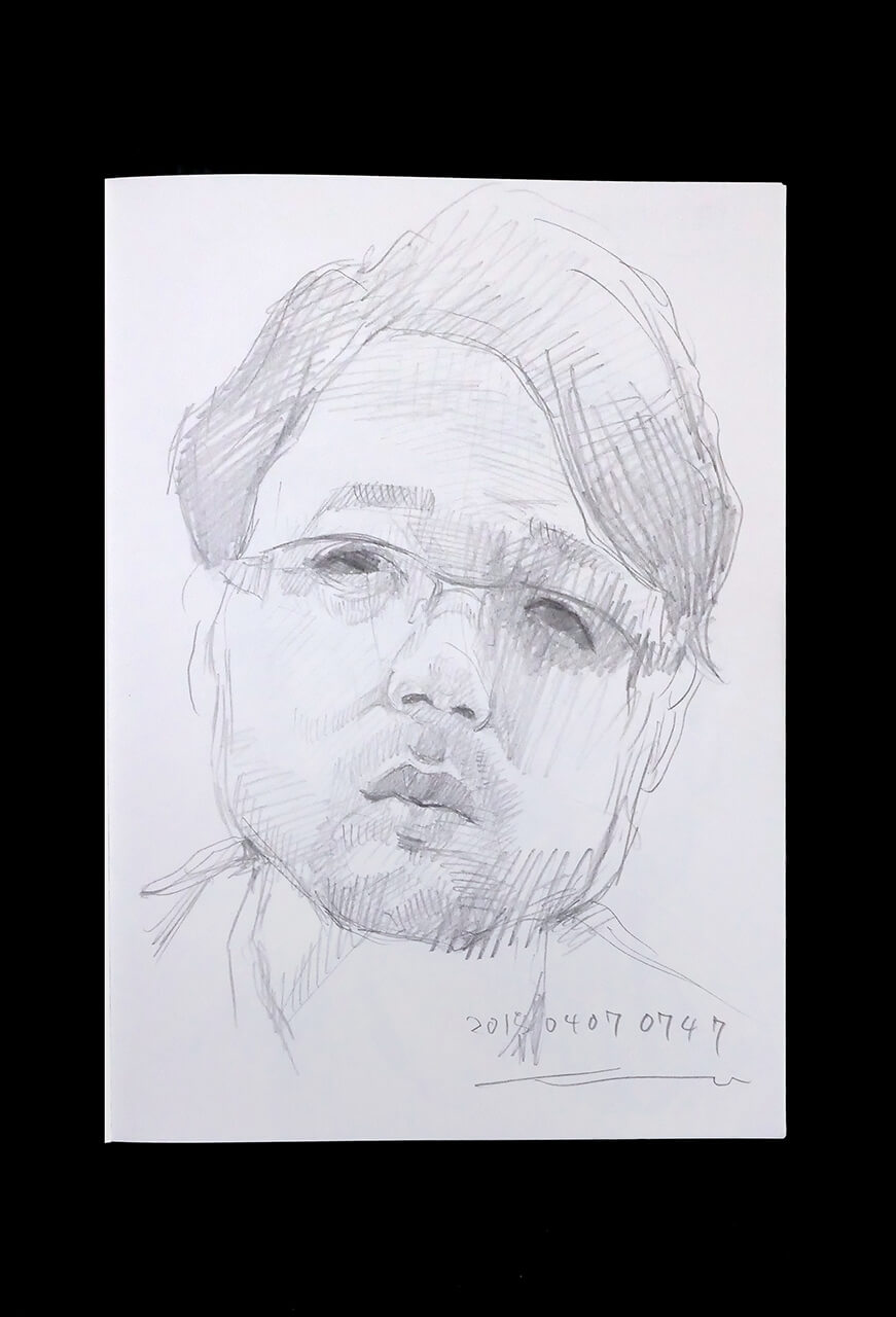 Contemporary artist SHINTAKU Tomoni's 2015/4/7 Self-portrait or pencil drawing