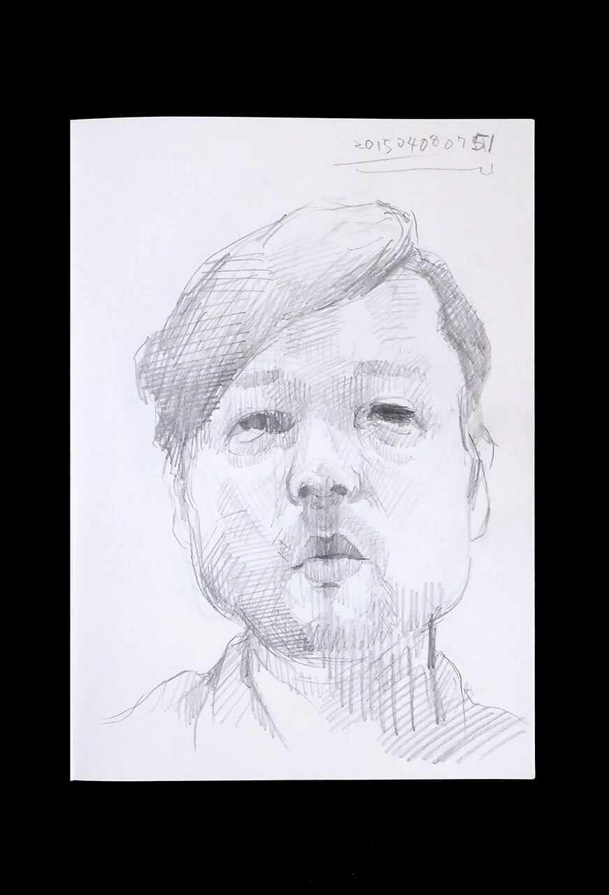 Contemporary artist SHINTAKU Tomoni's 2015/4/8 Self-portrait or pencil drawing