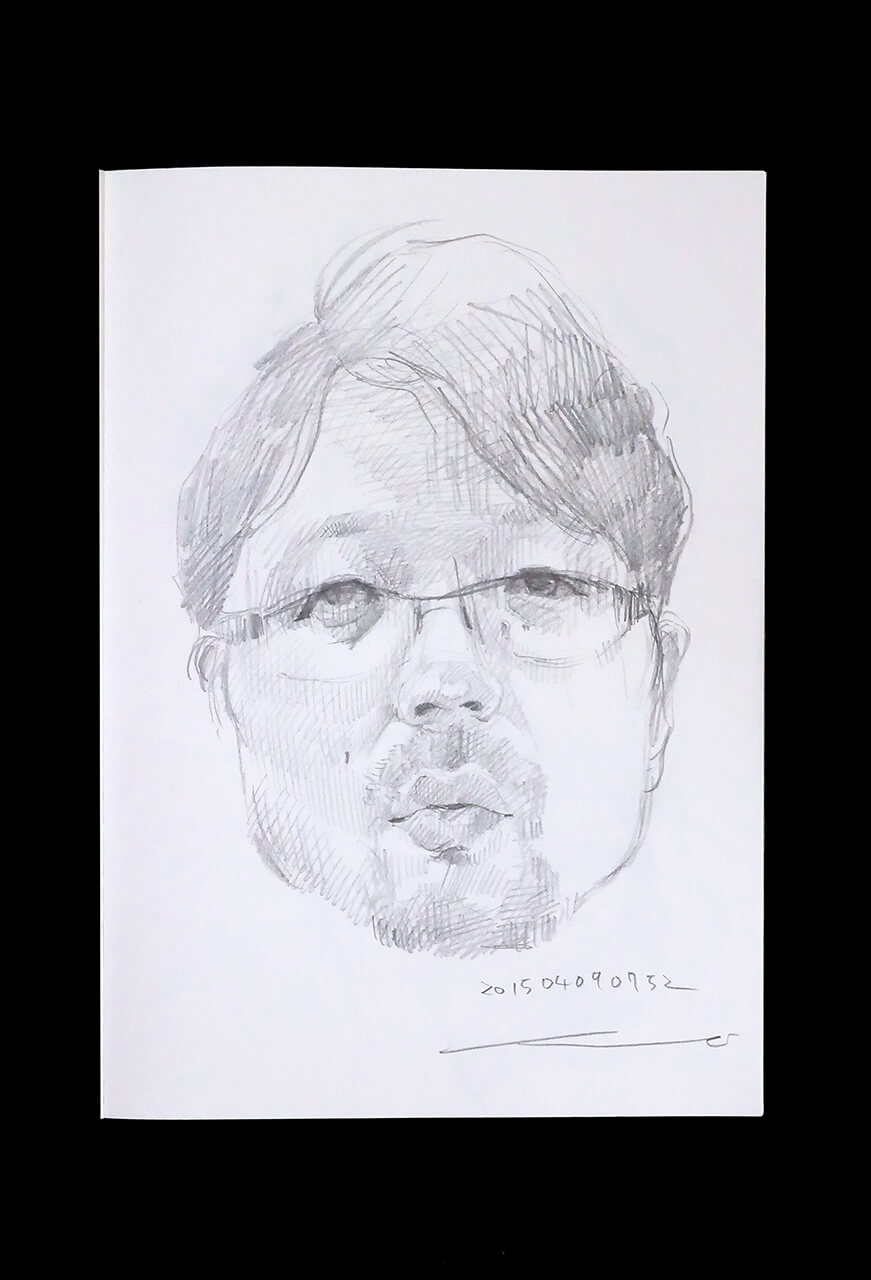 Contemporary artist SHINTAKU Tomoni's 2015/4/9 Self-portrait or pencil drawing