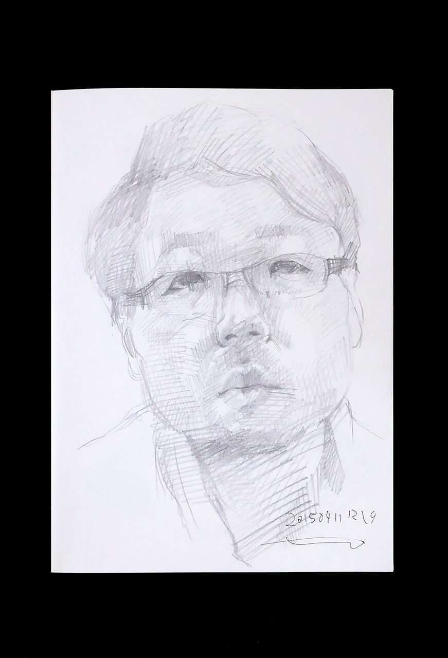 Contemporary artist SHINTAKU Tomoni's 2015/4/11 Self-portrait or pencil drawing
