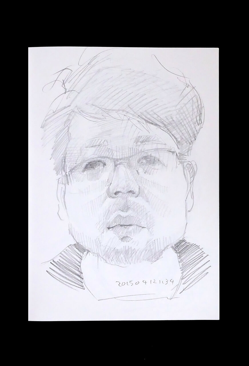 Contemporary artist SHINTAKU Tomoni's 2015/4/12 Self-portrait or pencil drawing