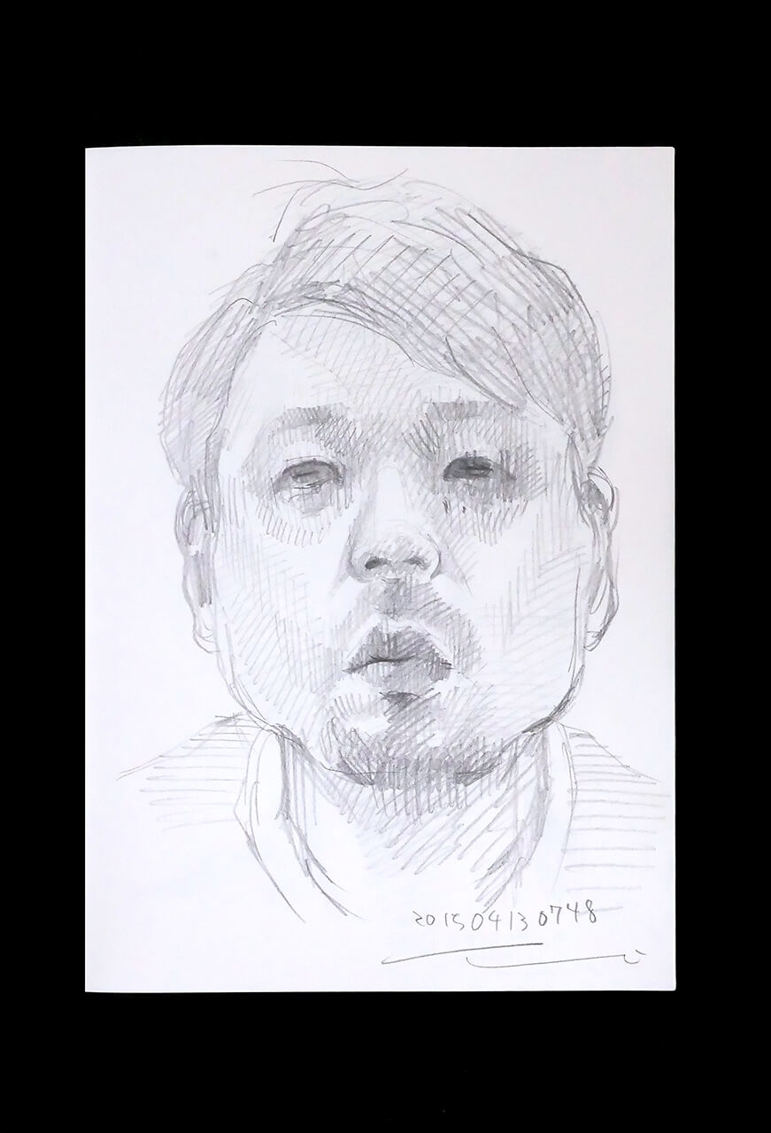 Contemporary artist SHINTAKU Tomoni's 2015/4/13 Self-portrait or pencil drawing