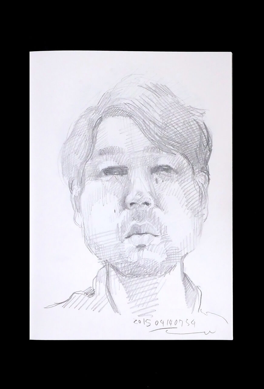 Contemporary artist SHINTAKU Tomoni's 2015/4/14 Self-portrait or pencil drawing