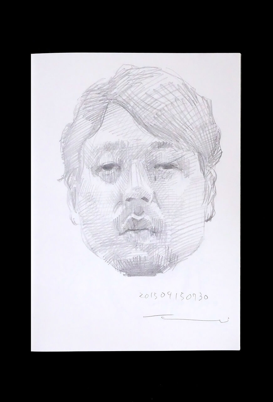 Contemporary artist SHINTAKU Tomoni's 2015/4/15 Self-portrait or pencil drawing