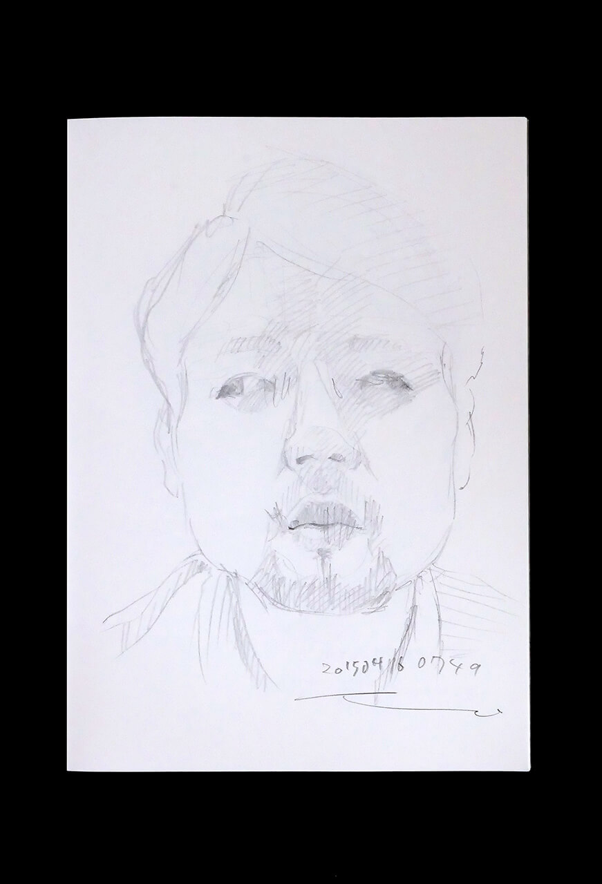 Contemporary artist SHINTAKU Tomoni's 2015/4/16 Self-portrait or pencil drawing