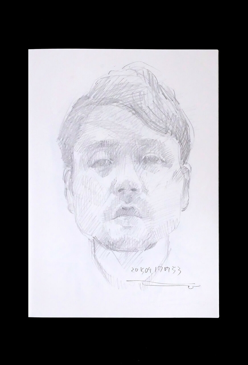 Contemporary artist SHINTAKU Tomoni's 2015/4/17 Self-portrait or pencil drawing