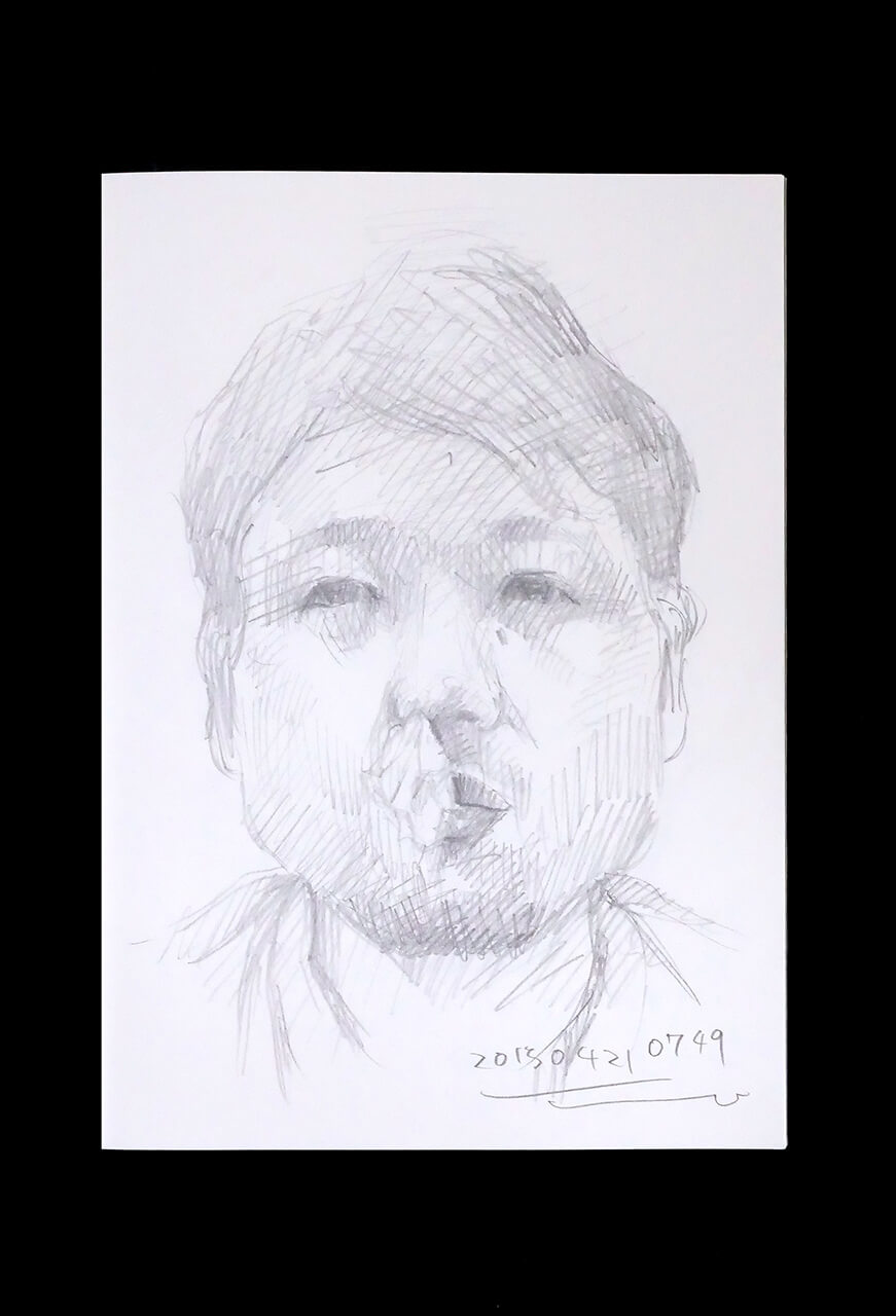 Contemporary artist SHINTAKU Tomoni's 2015/4/21 Self-portrait or pencil drawing