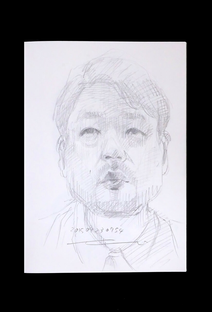 Contemporary artist SHINTAKU Tomoni's 2015/4/23 Self-portrait or pencil drawing
