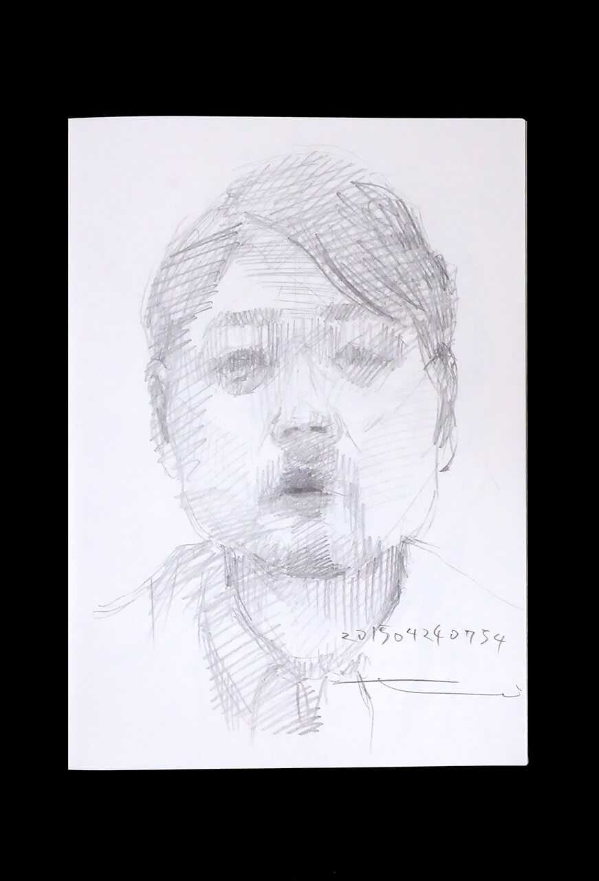 Contemporary artist SHINTAKU Tomoni's 2015/4/24 Self-portrait or pencil drawing