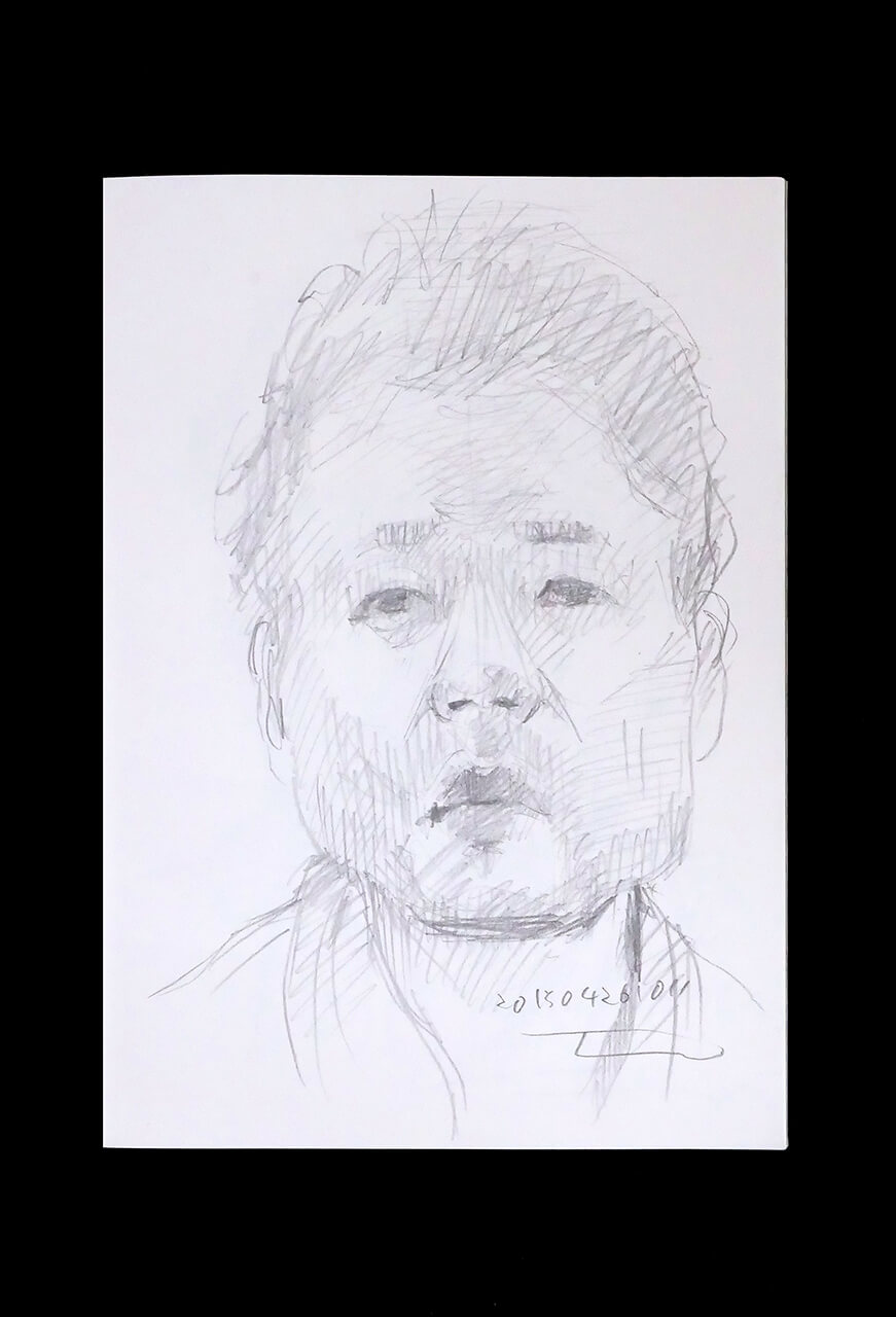 Contemporary artist SHINTAKU Tomoni's 2015/4/26 Self-portrait or pencil drawing