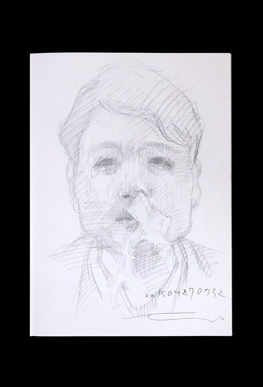 Contemporary artist SHINTAKU Tomoni's 2015/4/27 Self-portrait or pencil drawing