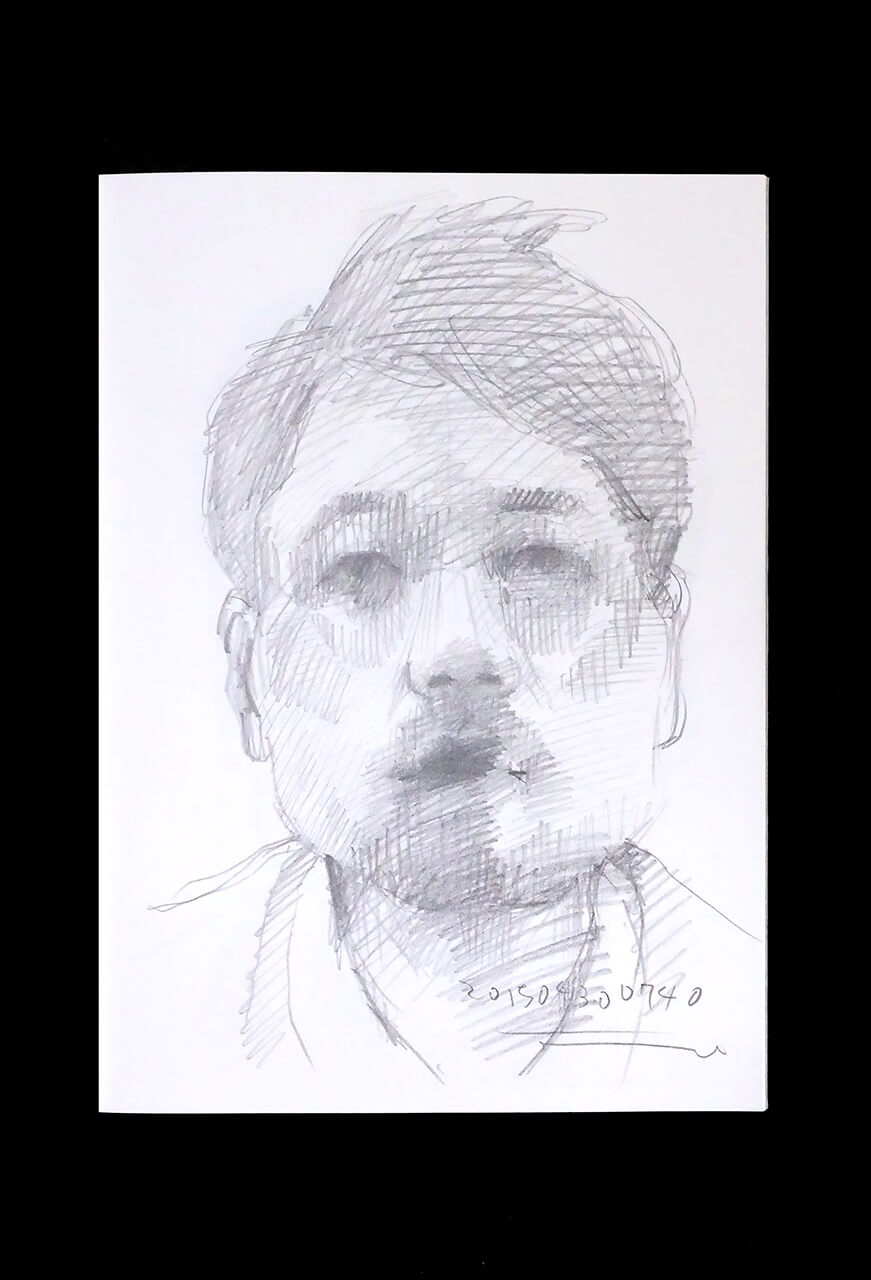 Contemporary artist SHINTAKU Tomoni's 2015/4/30 Self-portrait or pencil drawing