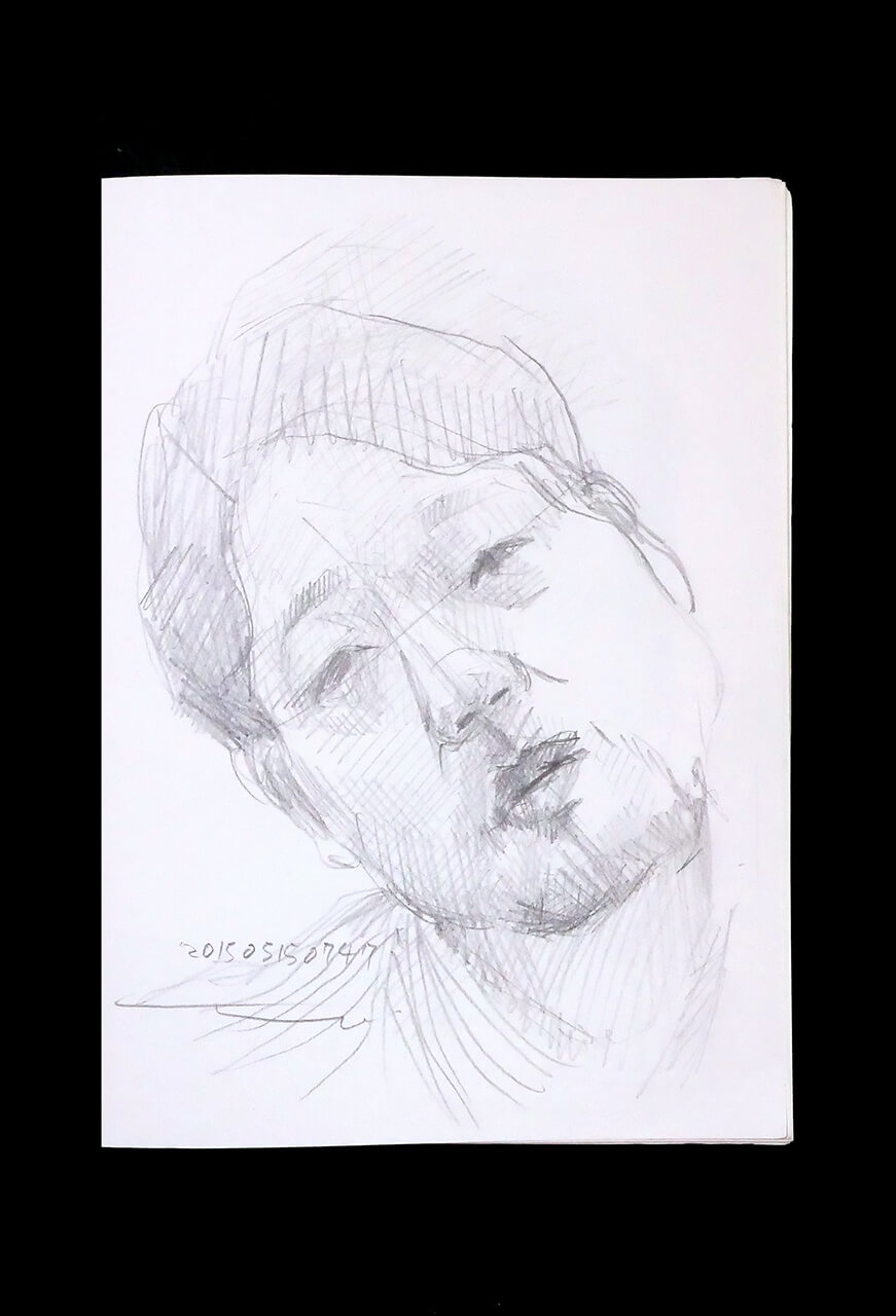 Contemporary artist SHINTAKU Tomoni's 2015/5/15 Self-portrait or pencil drawing
