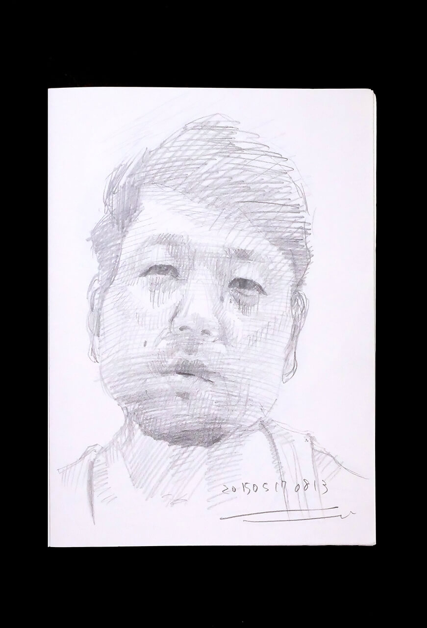 Contemporary artist SHINTAKU Tomoni's 2015/5/17 Self-portrait or pencil drawing