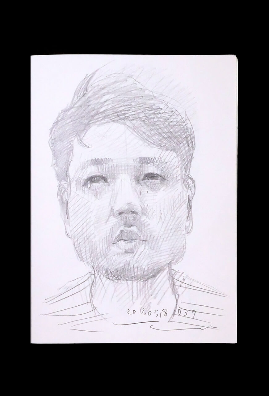 Contemporary artist SHINTAKU Tomoni's 2015/5/18 Self-portrait or pencil drawing