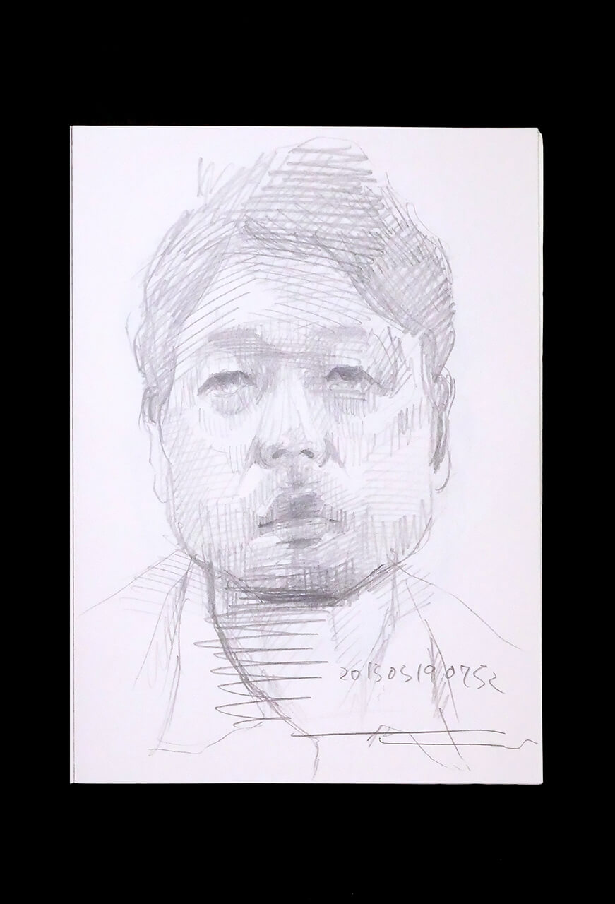 Contemporary artist SHINTAKU Tomoni's 2015/5/19 Self-portrait or pencil drawing