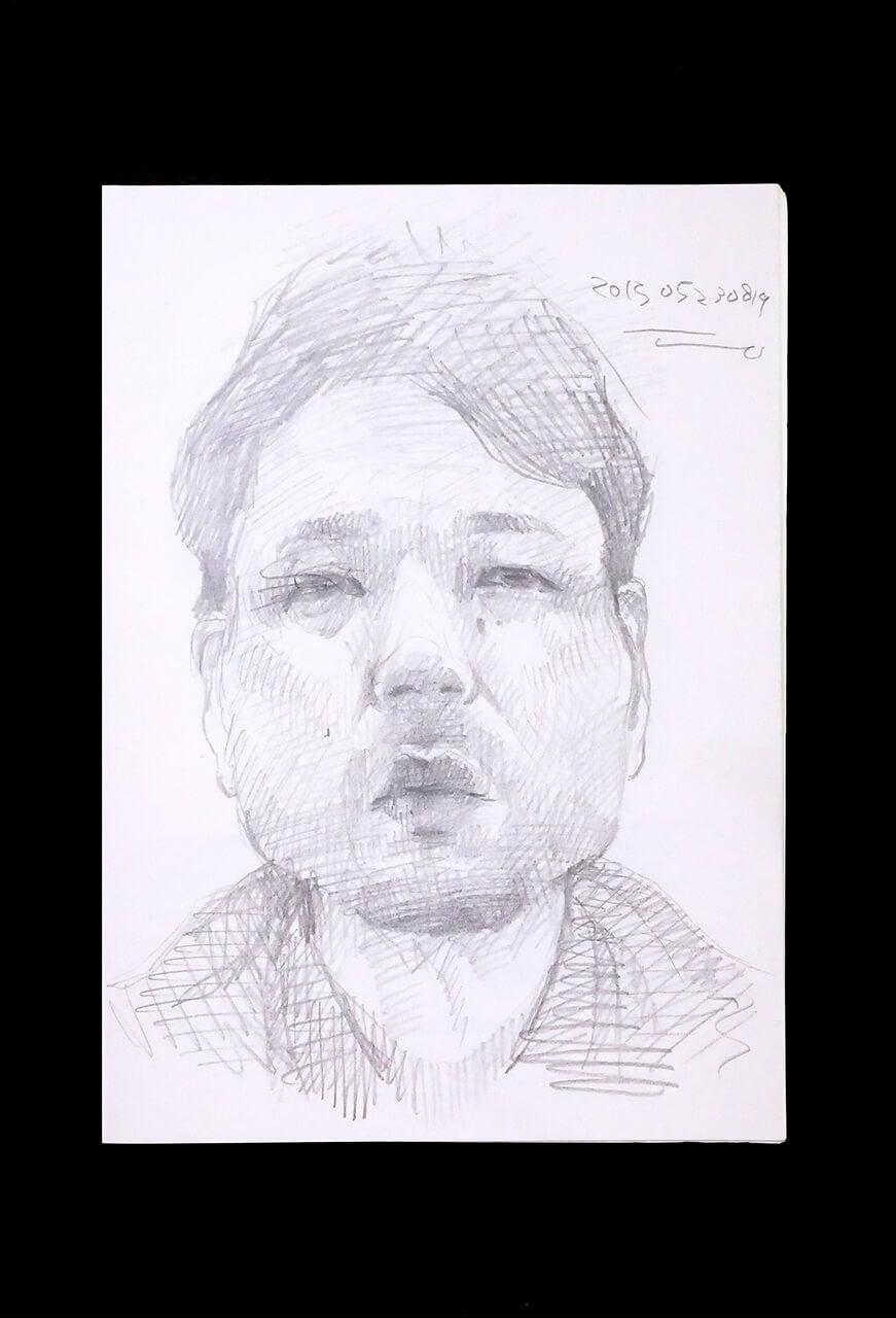 Contemporary artist SHINTAKU Tomoni's 2015/5/23 Self-portrait or pencil drawing