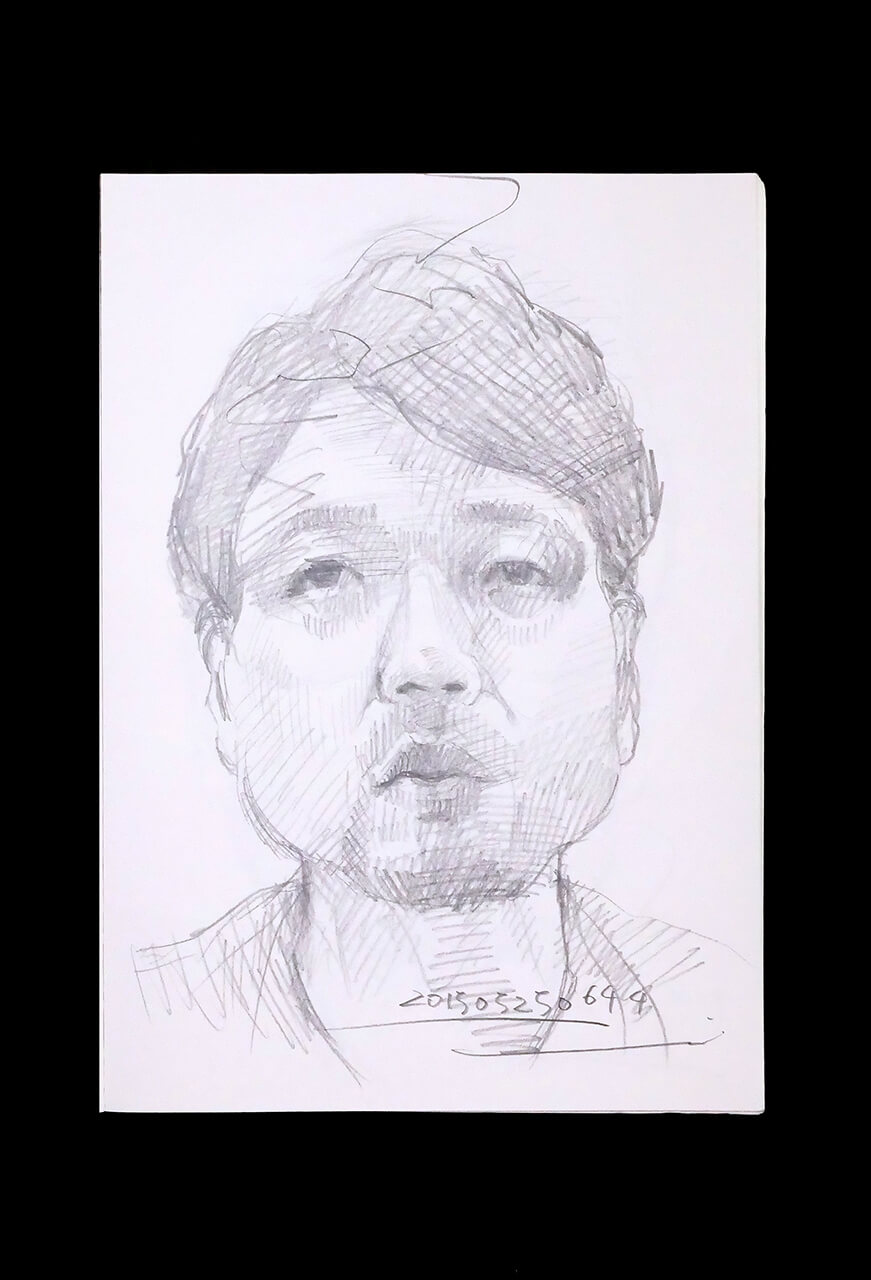 Contemporary artist SHINTAKU Tomoni's 2015/5/25 Self-portrait or pencil drawing