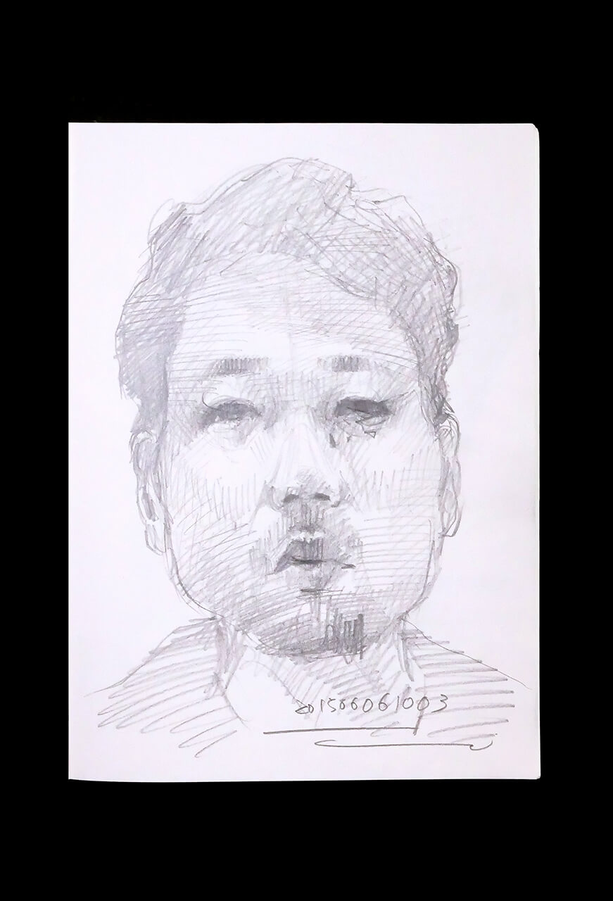 Contemporary artist SHINTAKU Tomoni's 2015/6/6 Self-portrait or pencil drawing