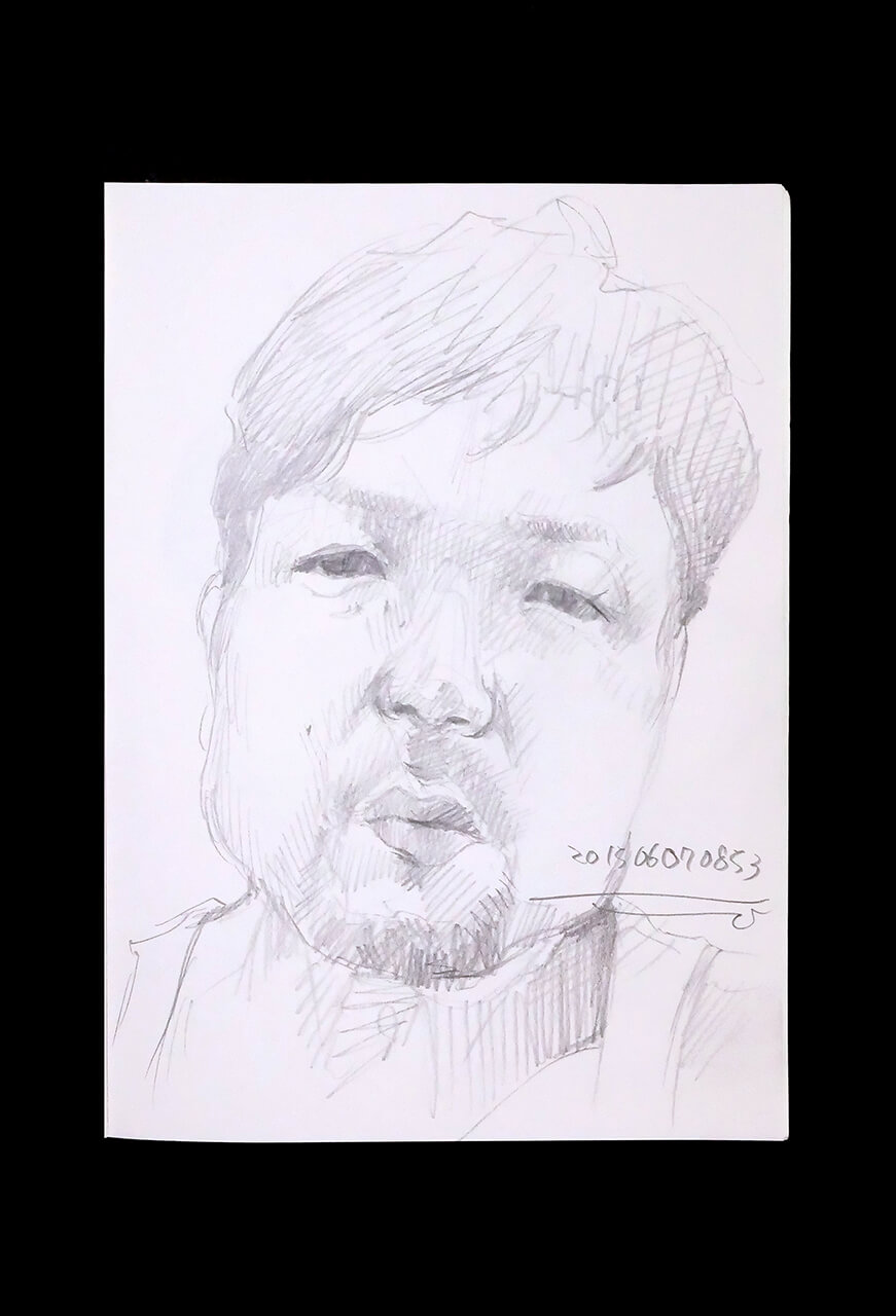 Contemporary artist SHINTAKU Tomoni's 2015/6/7 Self-portrait or pencil drawing
