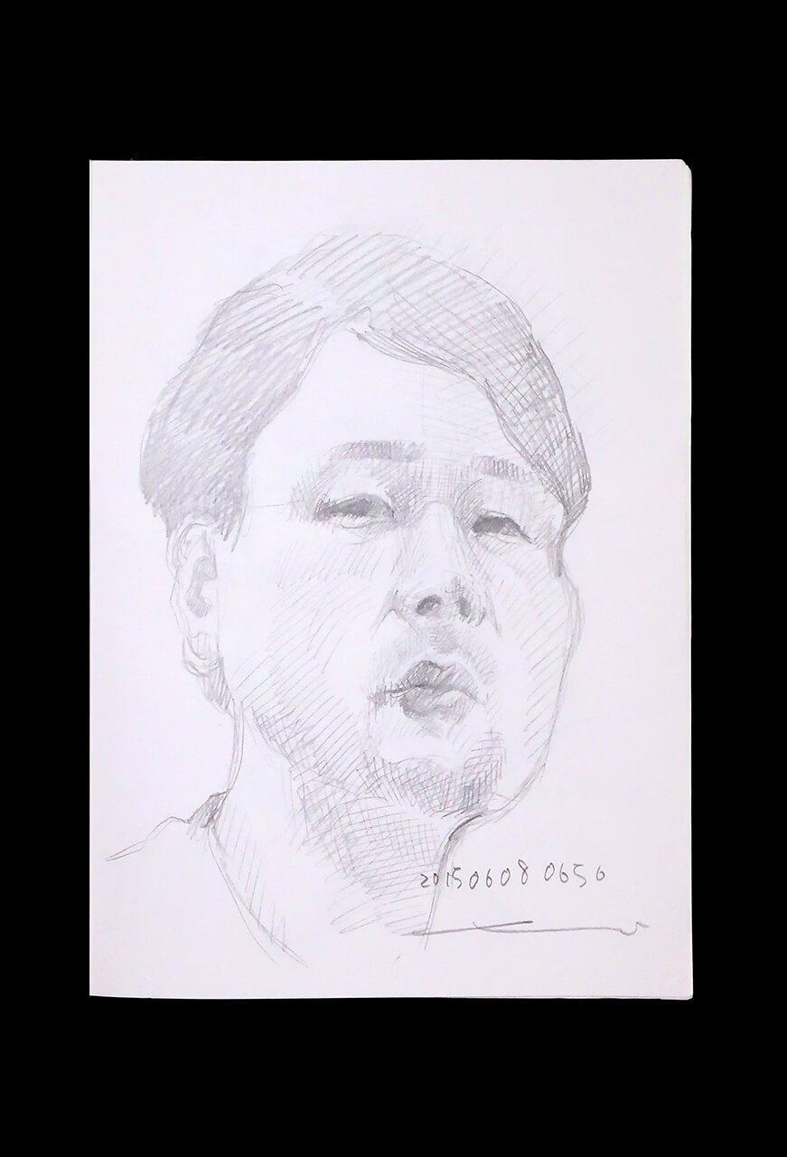 Contemporary artist SHINTAKU Tomoni's 2015/6/8 Self-portrait or pencil drawing