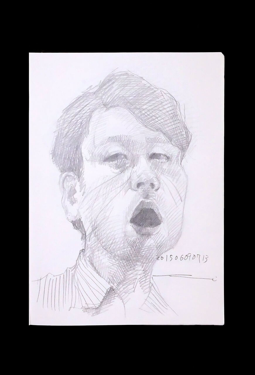 Contemporary artist SHINTAKU Tomoni's 2015/6/9 Self-portrait or pencil drawing