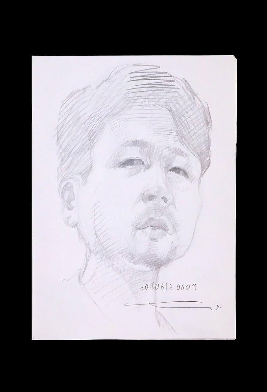 Contemporary artist SHINTAKU Tomoni's 2015/6/12 Self-portrait or pencil drawing