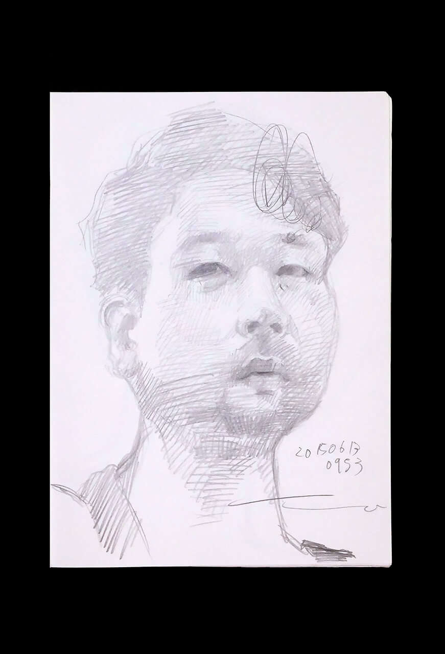 Contemporary artist SHINTAKU Tomoni's 2015/6/13 Self-portrait or pencil drawing