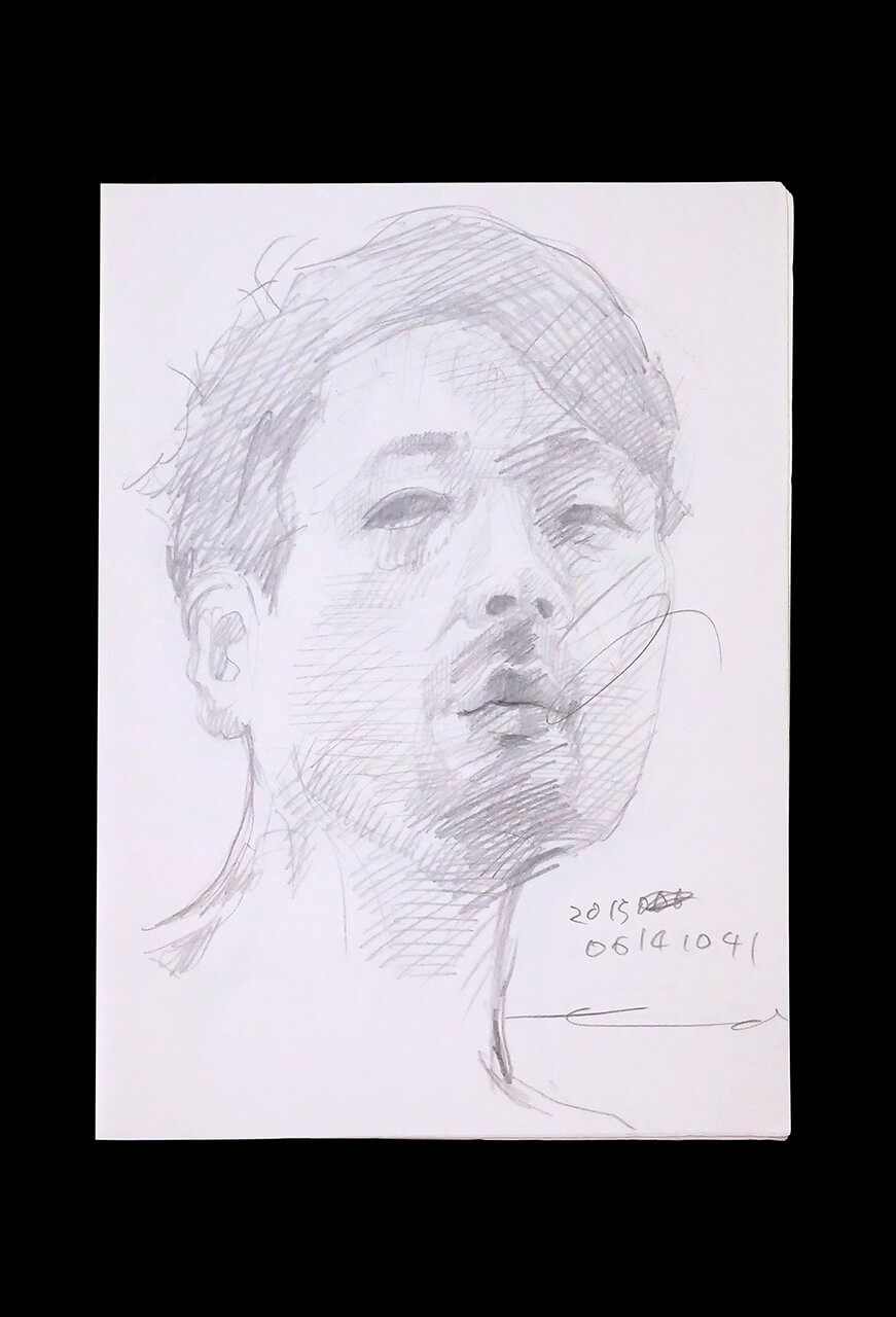 Contemporary artist SHINTAKU Tomoni's 2015/6/14 Self-portrait or pencil drawing