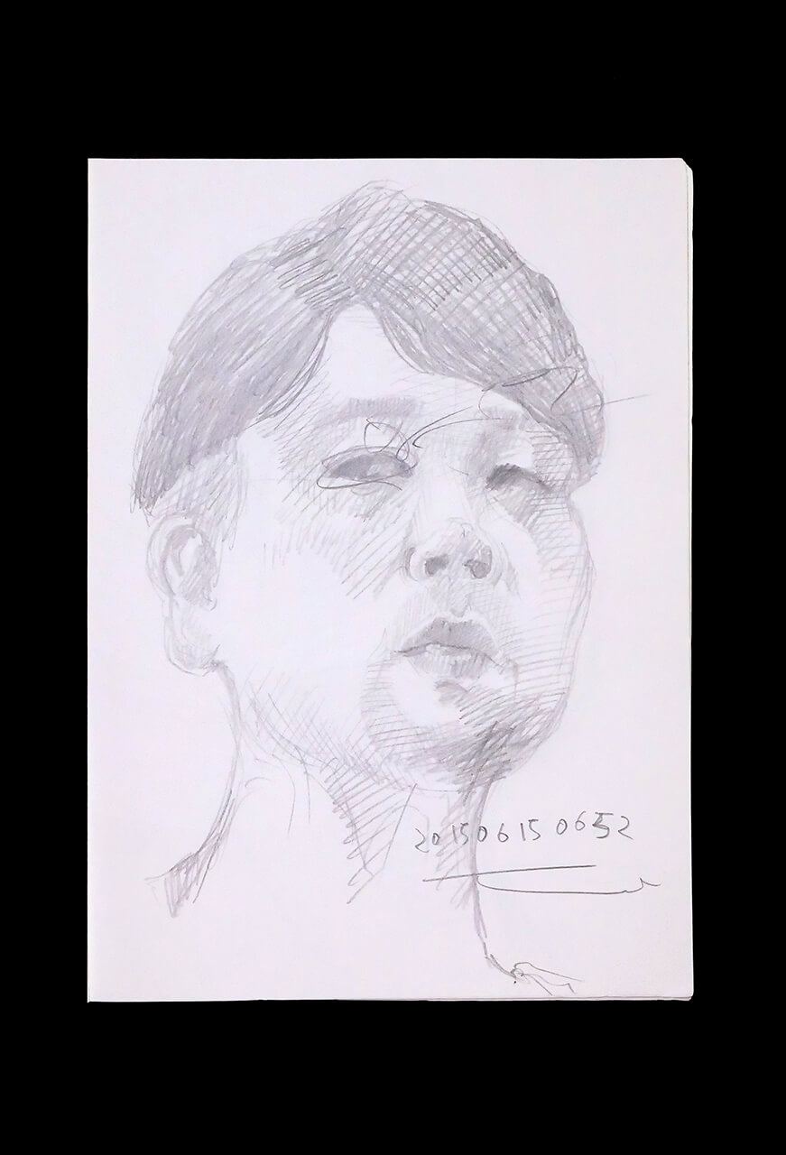 Contemporary artist SHINTAKU Tomoni's 2015/6/15 Self-portrait or pencil drawing