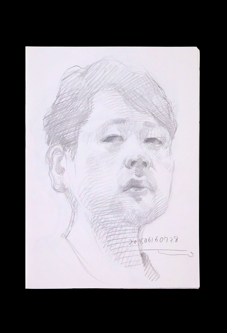 Contemporary artist SHINTAKU Tomoni's 2015/6/16 Self-portrait or pencil drawing