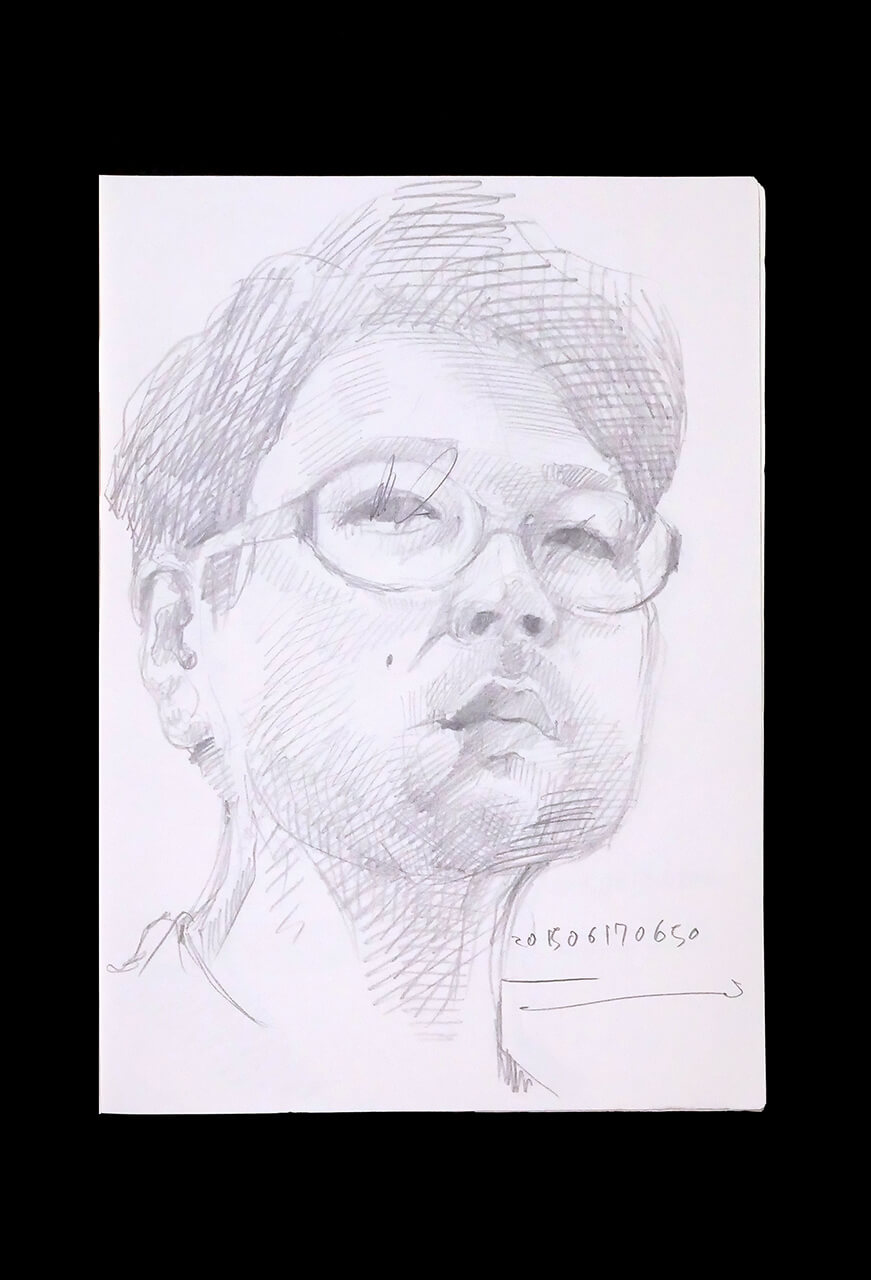 Contemporary artist SHINTAKU Tomoni's 2015/6/17 Self-portrait or pencil drawing