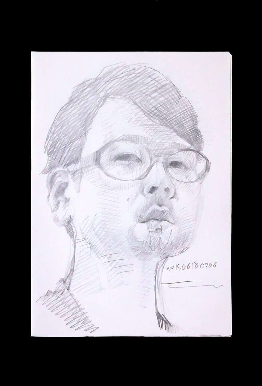 Contemporary artist SHINTAKU Tomoni's 2015/6/18 Self-portrait or pencil drawing