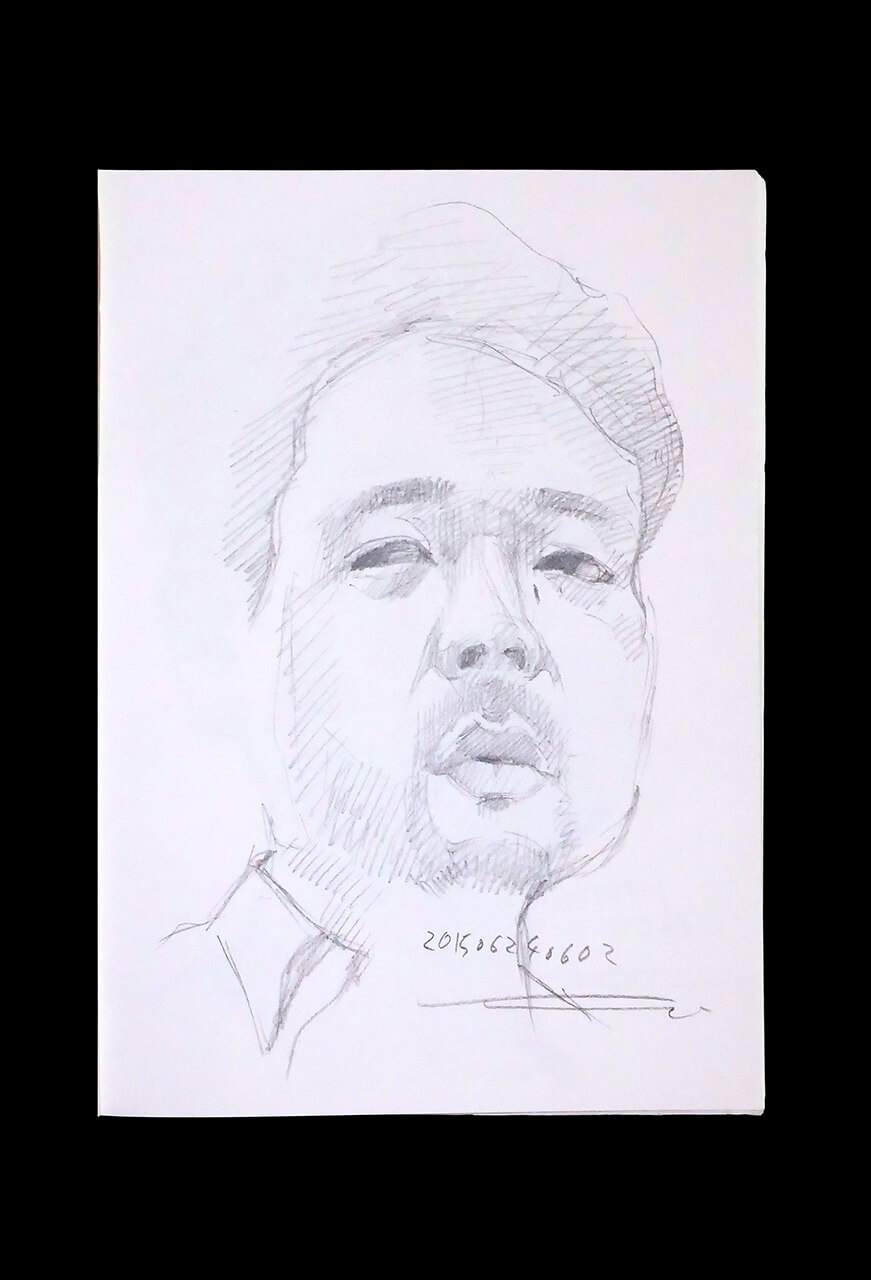 Contemporary artist SHINTAKU Tomoni's 2015/6/24 Self-portrait or pencil drawing