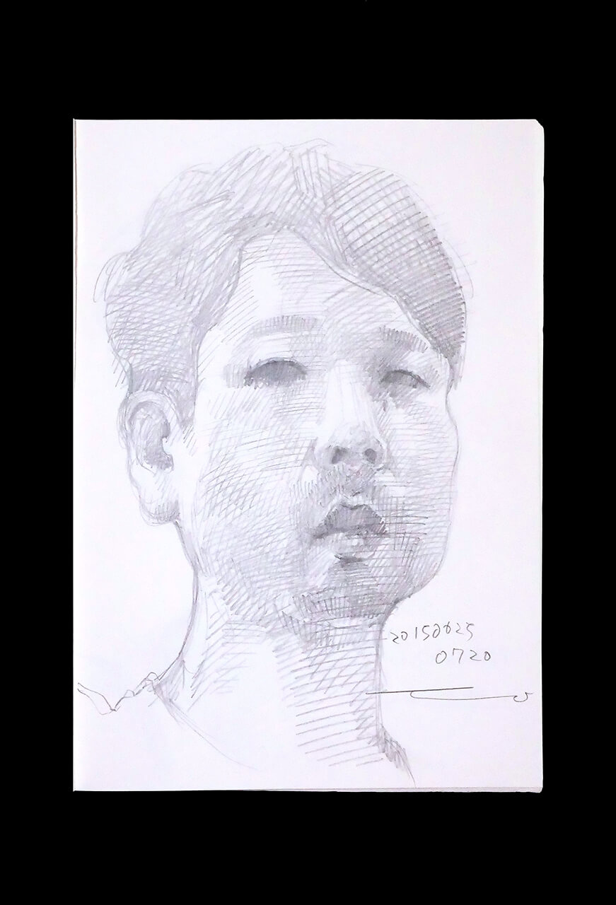 Contemporary artist SHINTAKU Tomoni's 2015/6/25 Self-portrait or pencil drawing