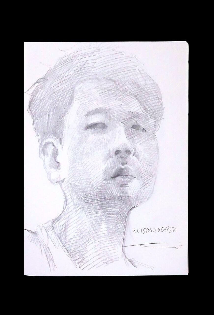 Contemporary artist SHINTAKU Tomoni's 2015/6/26 Self-portrait or pencil drawing