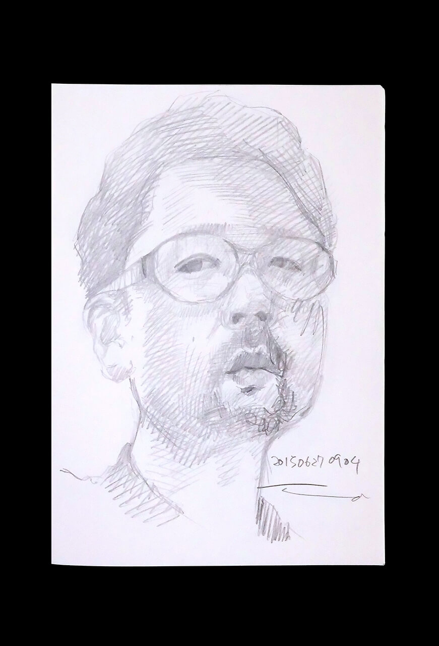 Contemporary artist SHINTAKU Tomoni's 2015/6/27 Self-portrait or pencil drawing