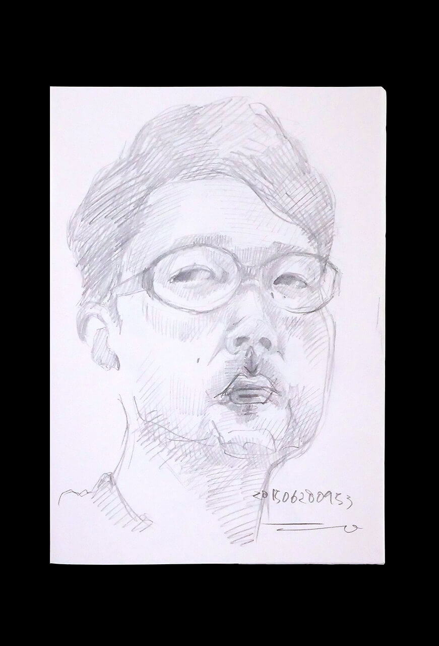 Contemporary artist SHINTAKU Tomoni's 2015/6/28 Self-portrait or pencil drawing